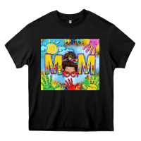 Black Messy bun Autism mom 20oz skinny tumbler Heavy Core Tee - TumblerDesignByShophia