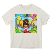 Cream Messy bun Autism mom 20oz skinny tumbler Heavy Core Tee - TumblerDesignByShophia