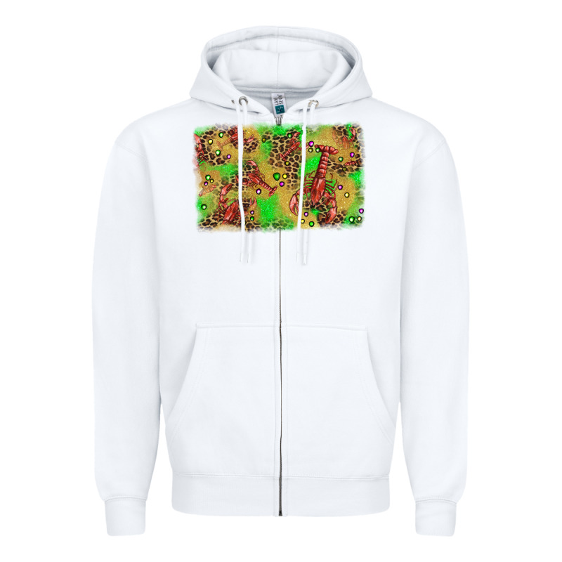 Mardi Gras Crawfish And Glitter Background Zipper Hoodie by AdoDesignShop | Teevron