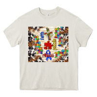 Cream Faith puzzle ribbon tumbler Heavy Core Tee - TumblerDesignByShophia