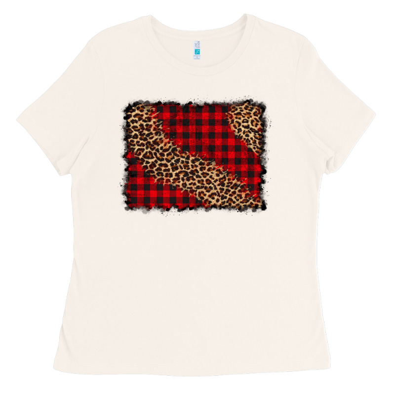 Leopard Buffalo Plaid Background Ladies Tee by CowCowDesign | Teevron