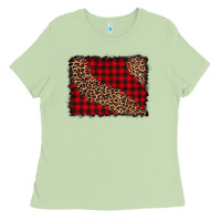 Matcha leopard buffalo plaid background Ladies Tee - CowCowDesign