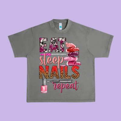 Eat Sleep Nails Repeat Bbs Urban Heavy Tee Designed By Bundleandbundleshop