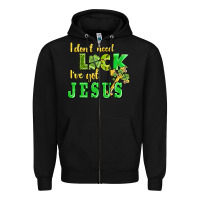 Black i dont need luck i have got jesus Zipper Hoodie - AdoDesignShop