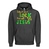 Charcoal Heather i dont need luck i have got jesus Zipper Hoodie - AdoDesignShop