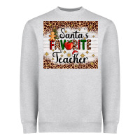 Heather Grey santa's favorite teacher Heavyweight Sweatshirt - AdoDesignShop
