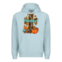 Blue Mist thankful cross Premium Hoodie - RacoonDesign