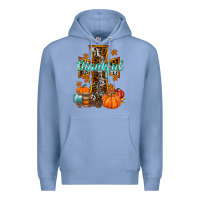 Colony Blue thankful cross Premium Hoodie - RacoonDesign