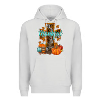 Dove Grey thankful cross Premium Hoodie - RacoonDesign