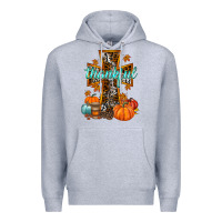 Heather Grey thankful cross Premium Hoodie - RacoonDesign
