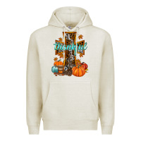 Oatmeal Heather thankful cross Premium Hoodie - RacoonDesign