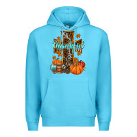 Ocean Blue thankful cross Premium Hoodie - RacoonDesign