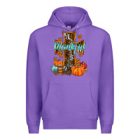 Purple thankful cross Premium Hoodie - RacoonDesign