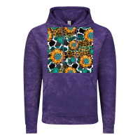 Cloud Purple gemstone sunflower leopard seamless pattern Vintage Hoodie - BundleAndBundleShop