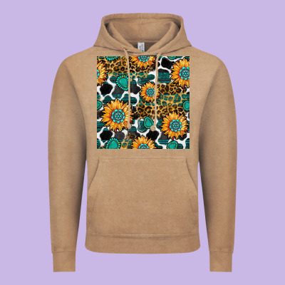 Gemstone Sunflower Leopard Seamless Pattern Vintage Hoodie Designed By Bundleandbundleshop