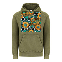 Vintage Olive gemstone sunflower leopard seamless pattern Vintage Hoodie - BundleAndBundleShop