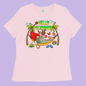 Hello Summer Ladies Tee Designed By Cowcowdesign