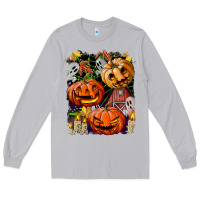 Moon Dust Halloween Pumpkins Long Sleeve Tee - BundleAndBundleShop