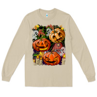 Mushroom Halloween Pumpkins Long Sleeve Tee - BundleAndBundleShop