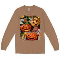 Toasted Coconut Halloween Pumpkins Long Sleeve Tee - BundleAndBundleShop