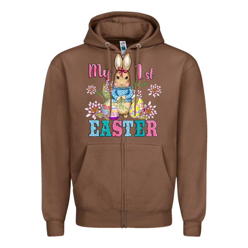 My First Easter With Baby Bunny And Eggs Zipper Hoodie by AdoDesignShop | Teevron