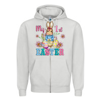 Dove Grey my first easter with baby bunny and eggs Zipper Hoodie - AdoDesignShop