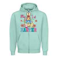 Seafoam my first easter with baby bunny and eggs Zipper Hoodie - AdoDesignShop