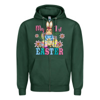 Sports Green my first easter with baby bunny and eggs Zipper Hoodie - AdoDesignShop