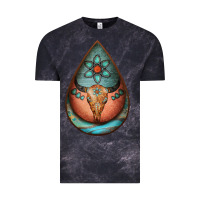 Cloud Black teardrop tooled leather bullskull earrings Vintage Tee - Jasminsmagicworld