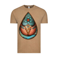 Vintage Coffee teardrop tooled leather bullskull earrings Vintage Tee - Jasminsmagicworld
