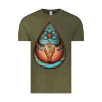 Vintage Olive teardrop tooled leather bullskull earrings Vintage Tee - Jasminsmagicworld
