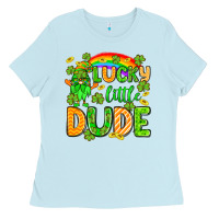 Baby Blue St. Patrick's Lucky little dude Ladies Tee - OliviaCreatesArt