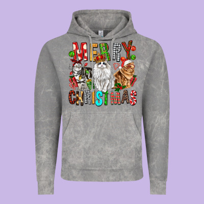 Merry Christmas Cats Vintage Hoodie Designed By Fadigitalartstudio