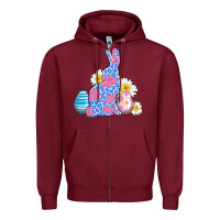 Burgundy easter bunny wıth easter eggs Zipper Hoodie - AdoDesignShop