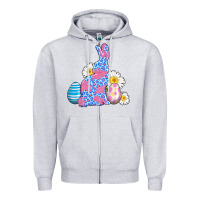 Heather Grey easter bunny wıth easter eggs Zipper Hoodie - AdoDesignShop