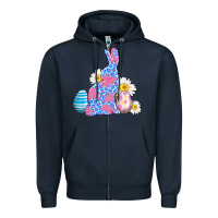 Navy easter bunny wıth easter eggs Zipper Hoodie - AdoDesignShop