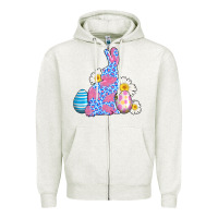Oatmeal Heather easter bunny wıth easter eggs Zipper Hoodie - AdoDesignShop