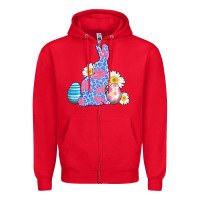 Red easter bunny wıth easter eggs Zipper Hoodie - AdoDesignShop