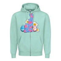 Seafoam easter bunny wıth easter eggs Zipper Hoodie - AdoDesignShop