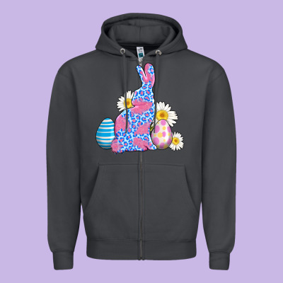 Easter Bunny Wıth Easter Eggs Zipper Hoodie Designed By Adodesignshop