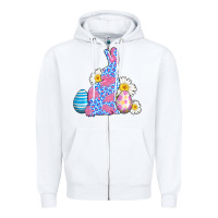 White easter bunny wıth easter eggs Zipper Hoodie - AdoDesignShop