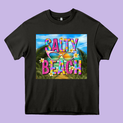 Salty Beach Heavy Core Tee Designed By Tumblerdesignbyshophia