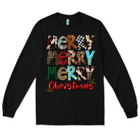 Black Merry Christmas Long Sleeve Tee - FaDigitalArtStudio