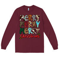 Burgundy Merry Christmas Long Sleeve Tee - FaDigitalArtStudio