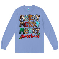 Colony Blue Merry Christmas Long Sleeve Tee - FaDigitalArtStudio