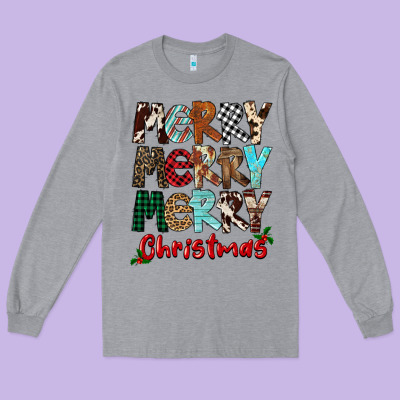 Merry Christmas Long Sleeve Tee Designed By Fadigitalartstudio