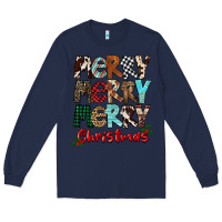 Navy Merry Christmas Long Sleeve Tee - FaDigitalArtStudio