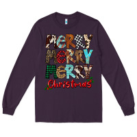 Plum Merry Christmas Long Sleeve Tee - FaDigitalArtStudio