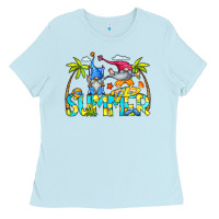 Baby Blue Summer Gnomes Ladies Tee - CowCowDesign