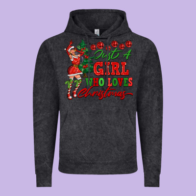 Just A Girl Who Loves Christmas Vintage Hoodie Designed By Fadigitalartstudio